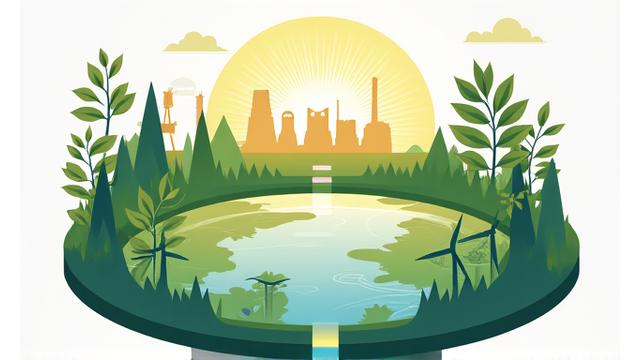 Illustrazione concettuale dell'economia circolare con elementi naturali e industriali